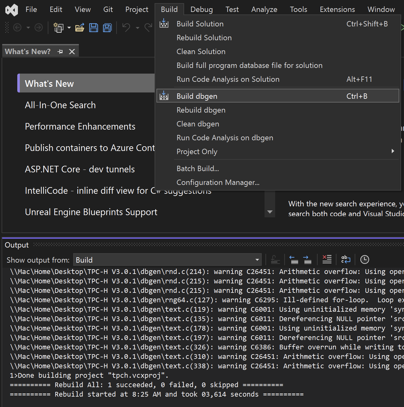 Mit Build dbgen (Strg-B) kann dbgen kompiliert werden